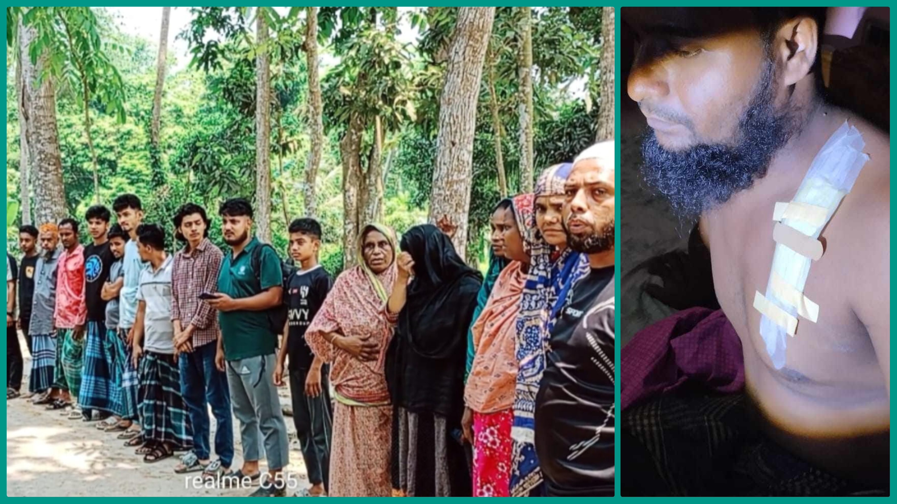 বালিথুবায় যুবদল কর্মীদের ওপর আওয়ামী লীগ কর্মীর হামলার অভিযোগে মানববন্ধন