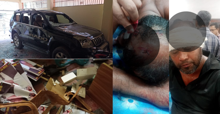 চাঁদপুর শহরে বিএনপি নেতা আজম খানের বাসা ও অফিসে আকস্মিক হামলায় ব্যাপক ভাংচুর আহত ১০