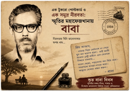 এক টুকরো পোস্টকার্ড ও এক সমুদ্র নীরবতা: স্মৃতির মহাফেজখানায় 'বাবা!'