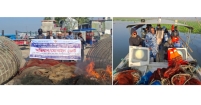 মতলব উত্তরের মেঘনা নদীতে ৬টি জাল ও ১২টি চাঁই জব্দ