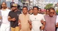 প্রধানমন্ত্রীর আগমনে  যুবদলের মিছিল
