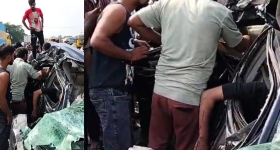 চাঁদপুরে জানাজা শেষে ঢাকা ফেরার পথে মর্মান্তিক দুর্ঘটনায় চালকসহ ৪ জন নিহত, আহত ১